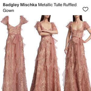 Romantic, pink/blush-colored, evening gown.